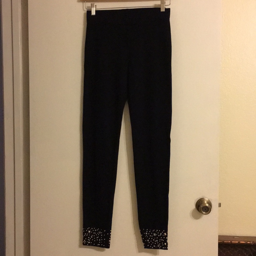 Leggings with bedazzled cuffs